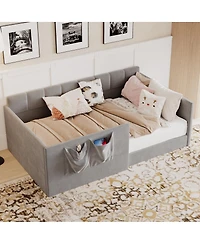 Streamdale Furniture Twin Velvet Upholstered Daybed with Side Storage Pockets
