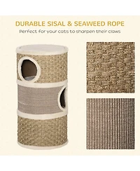 Ruie 28 in 3-Story Cat Condo Hideaway with Sisal Scratching Pad