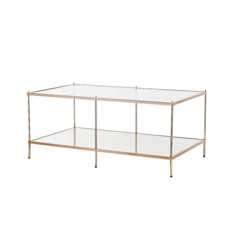 HomeRoots 42" Clear And Glass And Metal Coffee Table