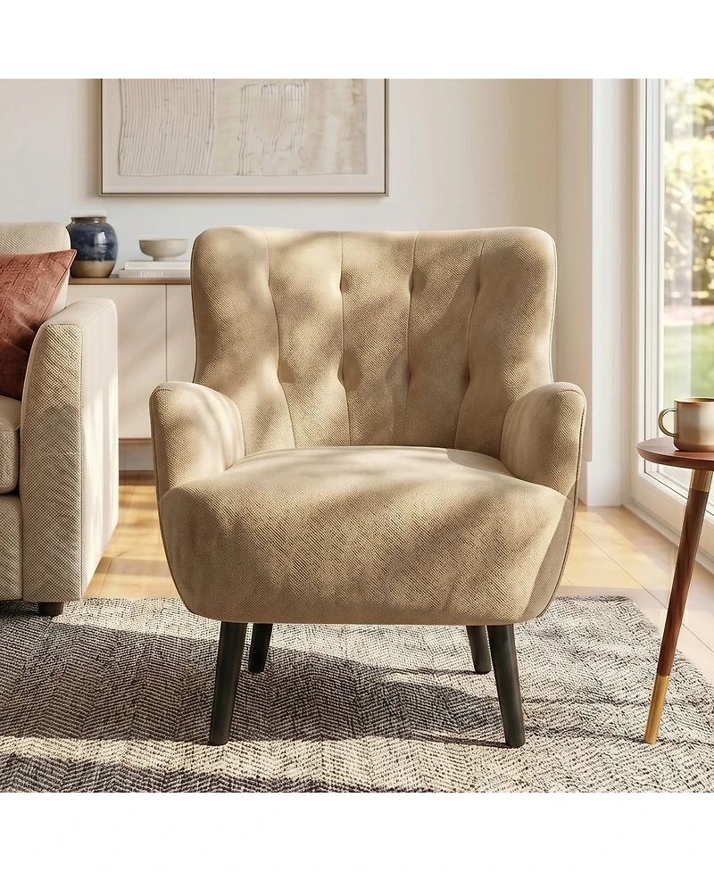 Streamdale Furniture Modern Upholstered Accent Armchair with Rubber Wood Legs