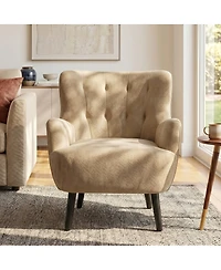 Streamdale Furniture Modern Upholstered Accent Armchair with Rubber Wood Legs