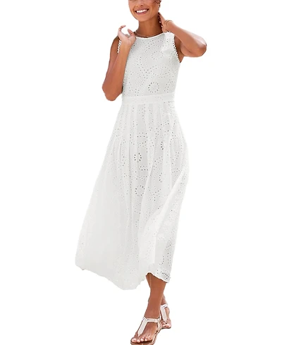 Lascana Women's Sleeveless Eyelet Maxi Dress