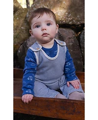 Deux par Baby Boy ( 3M to 24 M ) Cotton Onesie with Overalls Set Printed Transportation