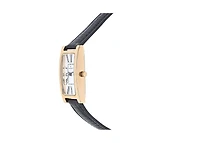 Peugeot Women's 35x18mm 14K Gold-Plated Rectangular Roman Numeral Watch with Leather Strap