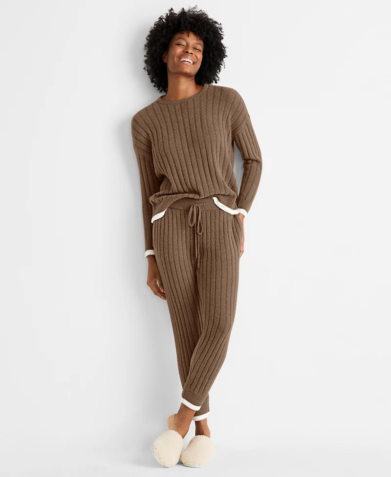 State of Day Women's Chenille Crewneck and Jogger Sweater Set, Macy's Exclusive