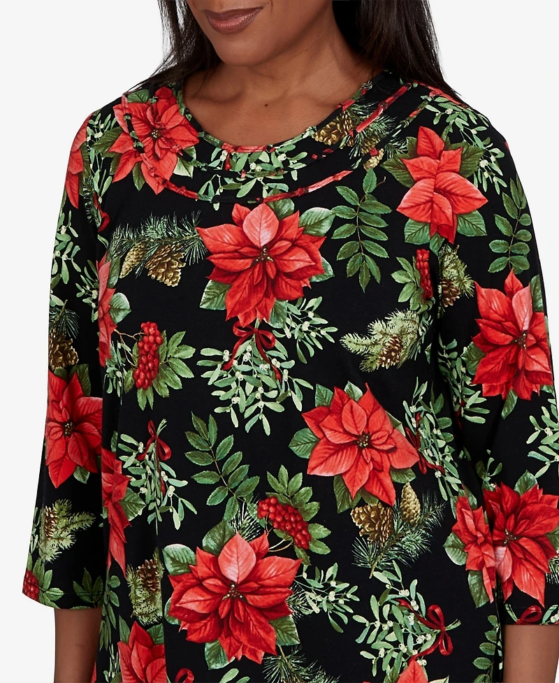 Alfred Dunner Women's Classic Cardinals On Branches Knit Top