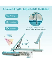 Height-Adjustable Kids Desk Children Study Table with Tilt Desktop & Book Stand