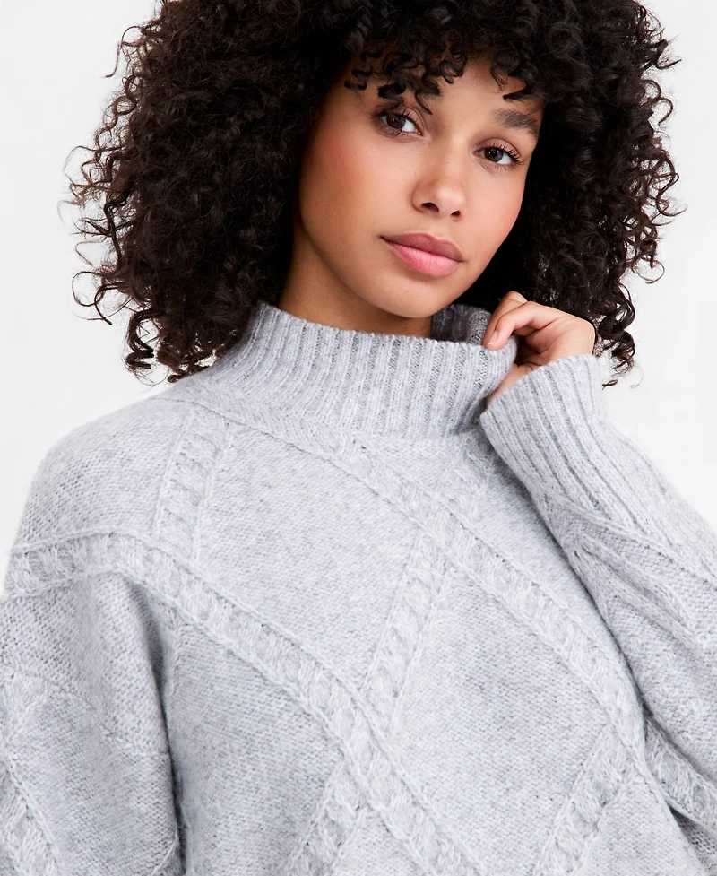 And Now This Women's Cable-Knit Mock Neck Sweater, Macy's Exclusive