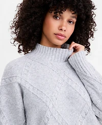 And Now This Women's Cable-Knit Mock Neck Sweater, Macy's Exclusive