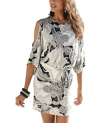 Lascana Women's Patterned Cold Shoulder Dress