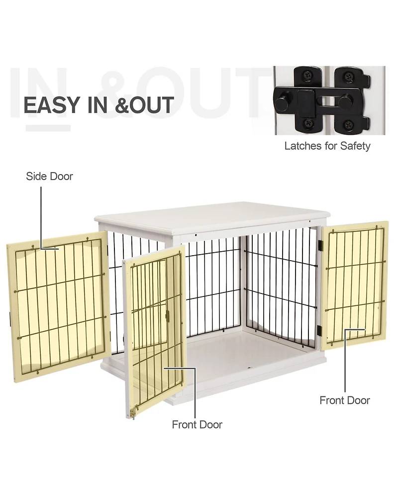 Ruie Wooden Dog Crate End Table with Double Doors and Lockable Latch
