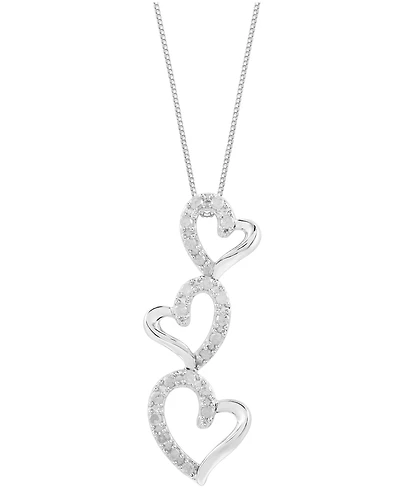 Marsala Diamond Triple Heart 18" Pendant Necklace (1/4 ct. t.w.) in Sterling Silver