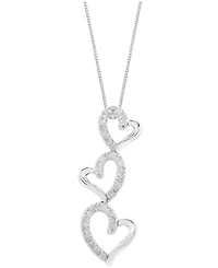Marsala Diamond Triple Heart 18" Pendant Necklace (1/4 ct. t.w.) in Sterling Silver