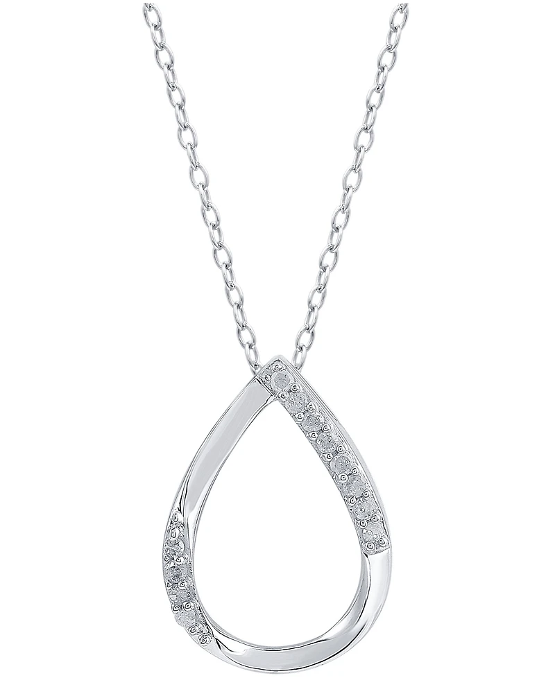 Diamond Open Teardrop 18" Pendant Necklace (1/10 ct. t.w.) in Sterling Silver