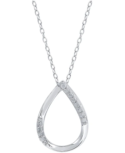 Diamond Open Teardrop 18" Pendant Necklace (1/10 ct. t.w.) in Sterling Silver