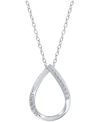 Diamond Open Teardrop 18" Pendant Necklace (1/10 ct. t.w.) in Sterling Silver