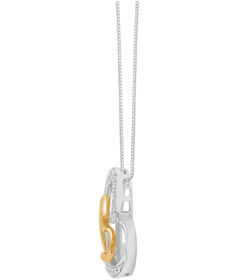 Marsala Diamond Double Heart 18" Pendant Necklace (1/4 ct. t.w.) in Sterling Silver & 14k Gold-Plate