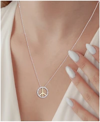 Diamond Peace Sign 18" Pendant Necklace (1/10 ct. t.w.) in Sterling Silver or Sterling Silver & 14k Gold-Plate
