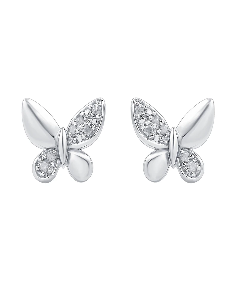 Diamond Butterfly Stud Earrings (1/10 ct. t.w.) in Sterling Silver