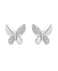 Diamond Butterfly Stud Earrings (1/10 ct. t.w.) in Sterling Silver