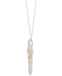 Diamond Cross & Heart 18" Pendant Necklace (1/10 ct. t.w.) in Sterling Silver & 14k Gold-Plate