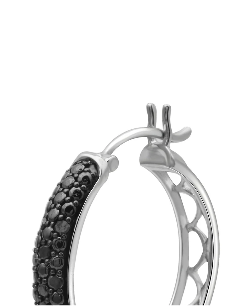 Black Diamond Hoop Earrings (1/6 ct. t.w.) in Sterling Silver