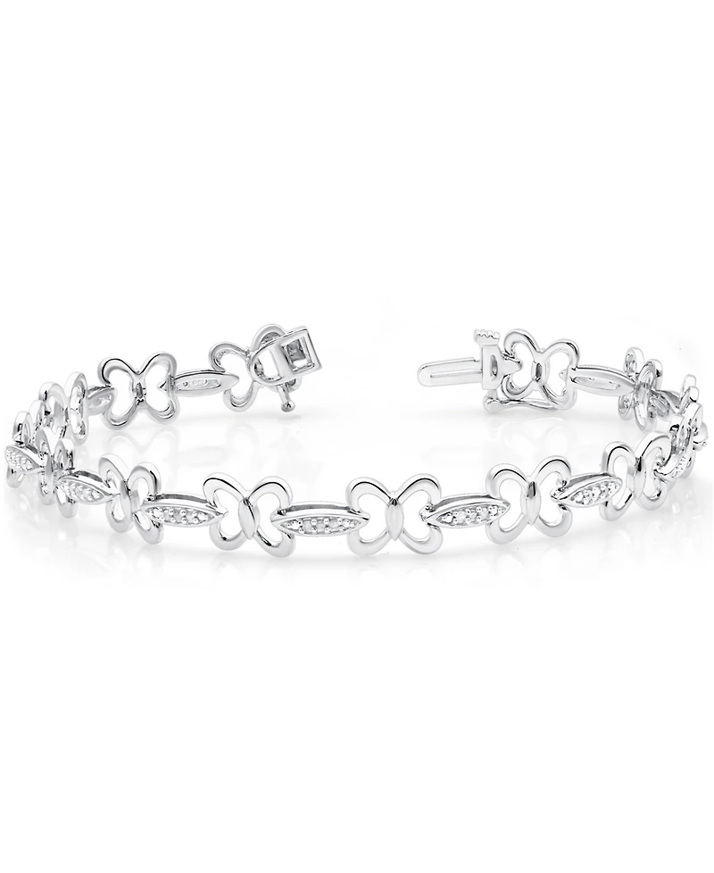 Diamond Butterfly Link Bracelet (1/6 ct. t.w.) in Sterling Silver