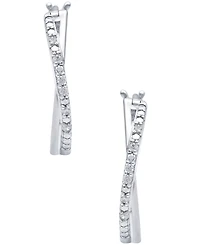 Diamond Crossover Hoop Earrings (1/10 ct. t.w.) in Sterling Silver