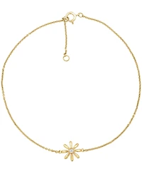 Diamond Accent Flower Anklet In 14K Gold-Plated Sterling Silver , 9" + 1" extender
