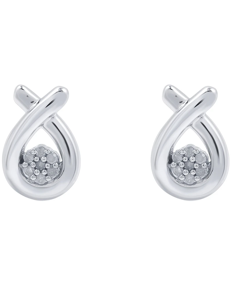 Diamond Cluster Stud Earrings (1/10 ct. t.w.) in Sterling Silver