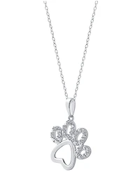 Diamond Pawprint Pendant Necklace (1/10 ct. t.w.) in Sterling Silver