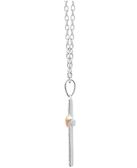 Diamond Two-Tone Cross Pendant Necklace (1/10 ct. t.w.) in Sterling Silver with 18k Rose Gold-Plated Sterling Silver Accent