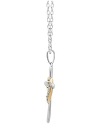 Diamond Cross Heart Pendant Necklace (1/10 ct. t.w.) in Sterling Silver and 18K Gold-Plated Sterling Silver