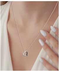 Black and White Diamond Heart Pendant Necklace (1/10 ct. t.w.) in Sterling Silver