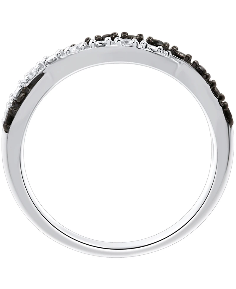 Black and White Diamond Weave Ring Sterling Silver (1/10 ct. t.w.)