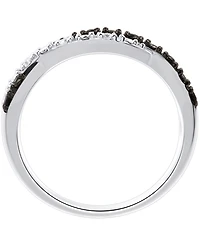 Black and White Diamond Weave Ring Sterling Silver (1/10 ct. t.w.)