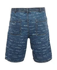 Pre-Owned Marni Men's Logo Print Denim Drawstring Shorts