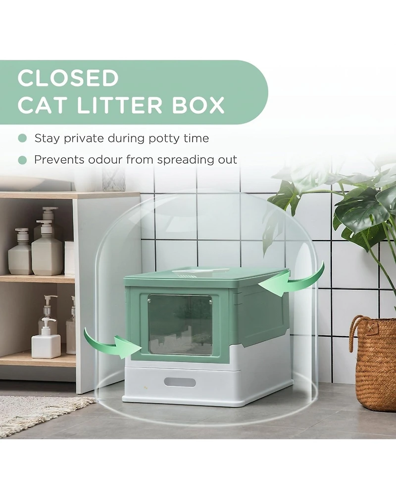 Ruie Fully Enclosed Cat Litter Box with Front Entry and Top Exit