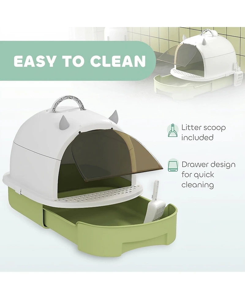 Ruie Covered Cat Litter Box with Drawer Scoop and Deodorizing Bags