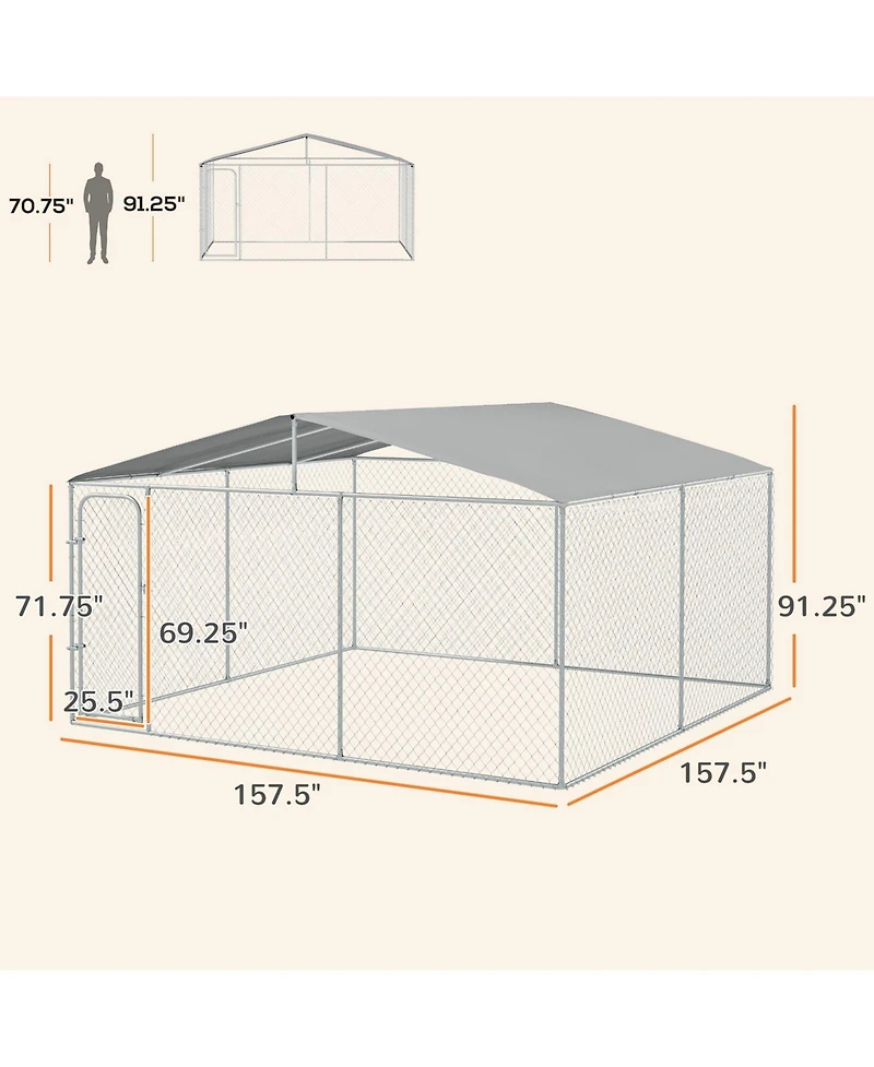 Ruie Outdoor Dog Kennel Dog Run with Waterproof Canopy Roof