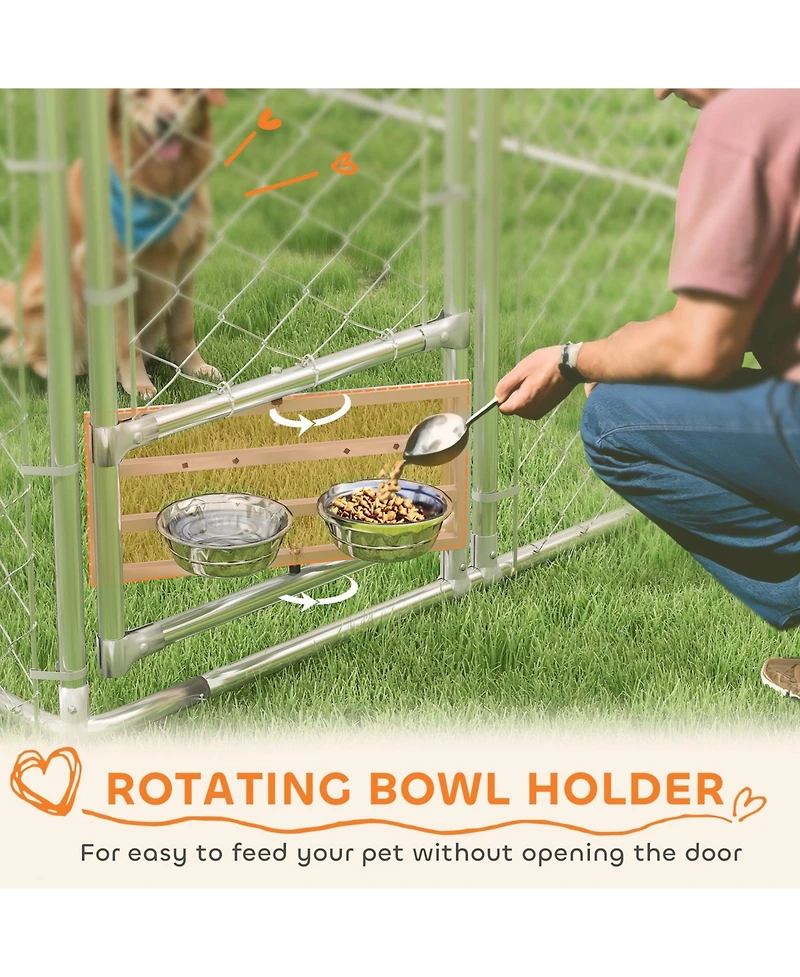 Ruie Galvanized Chain Link Outdoor Dog Kennel with Waterproof Cover