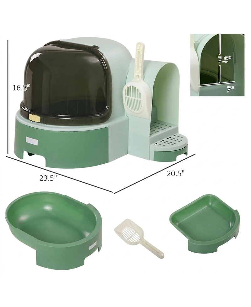 Ruie Easy Clean Open Top Cat Litter Box with Litter Tray and Scoop