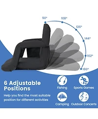 1PC Stadium Seat for Bleachers with Back Support 6 Reclining Positions Padded Cushion