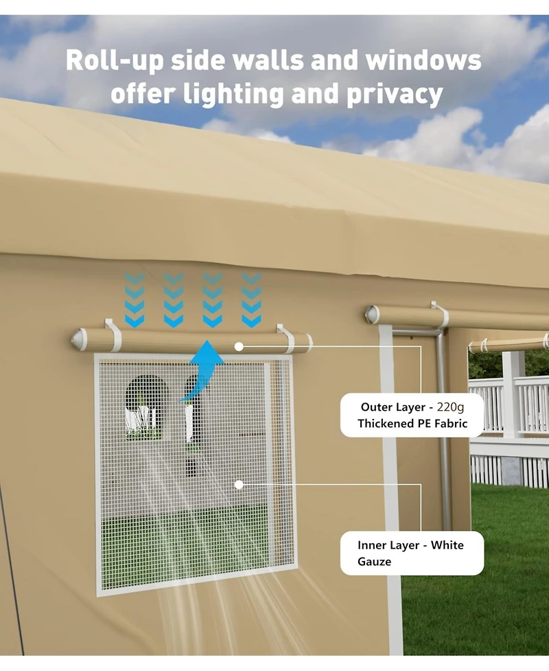 gaomon Heavy Duty Carport Sidewalls - 220G Pe Fabric