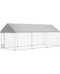 Ruie Outdoor Dog Kennel Dog Run with Rotatable Bowl Rack and Cover