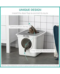 Ruie Covered Cat Litter Box with Front Entrance Top Exit and Scoop