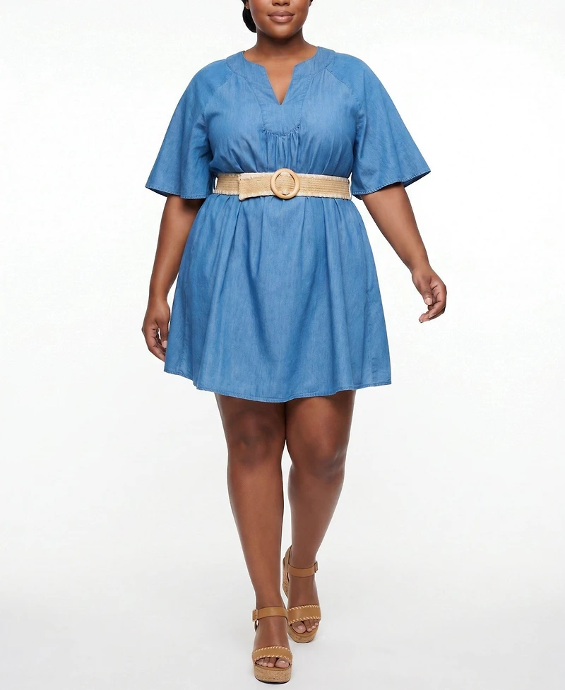 Torrid Plus Belle Isle Chambray Mini Dress