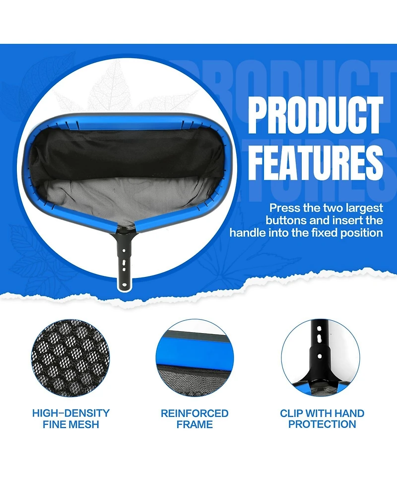 Xdovet Pool Skimmer Net Pole Adjustable Aluminum Leaf Rake