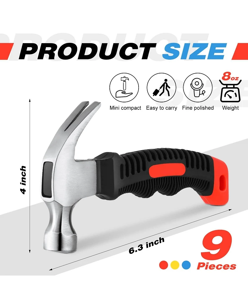 Xdovet Small Claw Hammer Soft Rubber Handle Home Repair Diy Tool