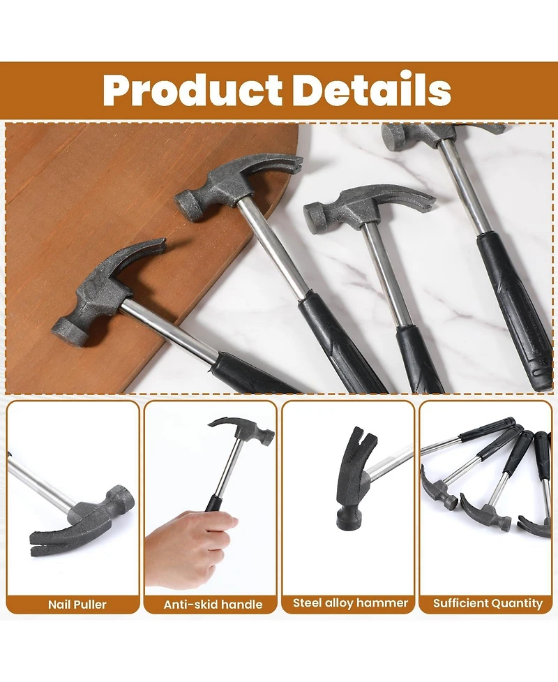 Xdovet Mini Claw Hammer Non-slip Rubber Handle Woodworking Diy Tools